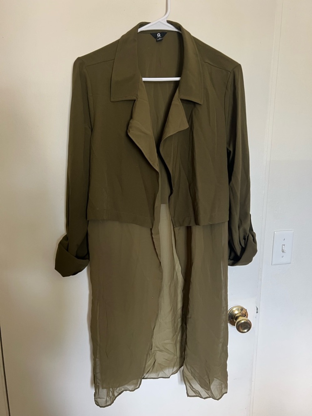Guess Olive Sheer Longline Blazer Jacket